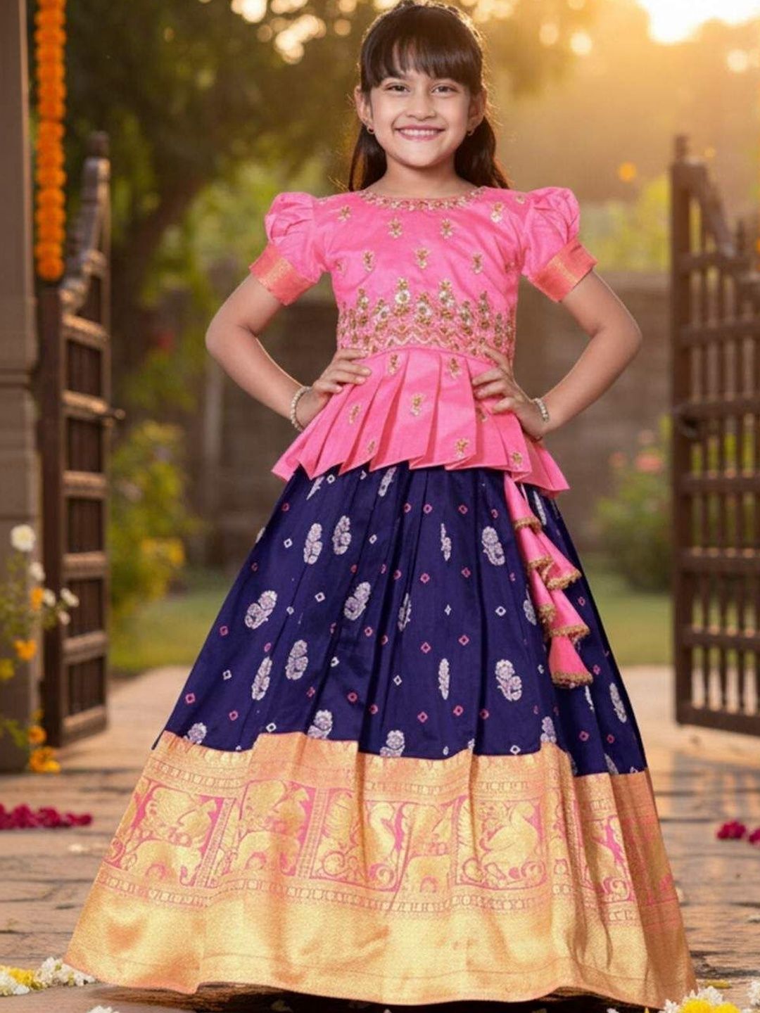 KALINI Girls Embroidered Ready to Wear Lehenga Choli