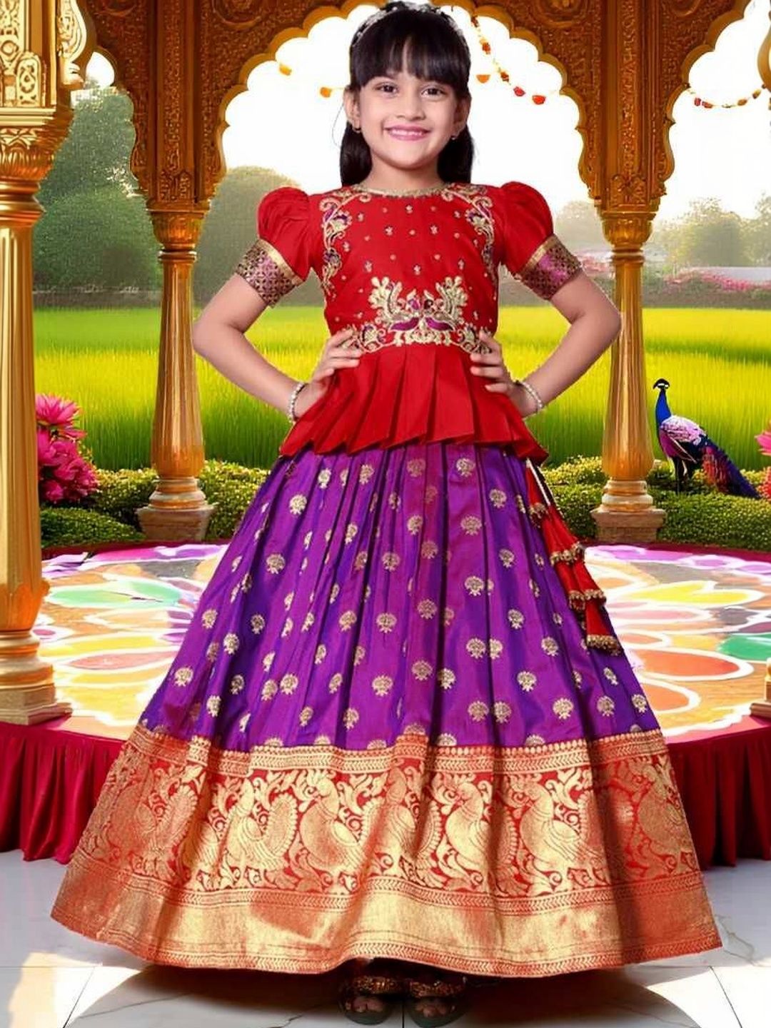 KALINI Girls Embroidered Ready to Wear Lehenga Choli