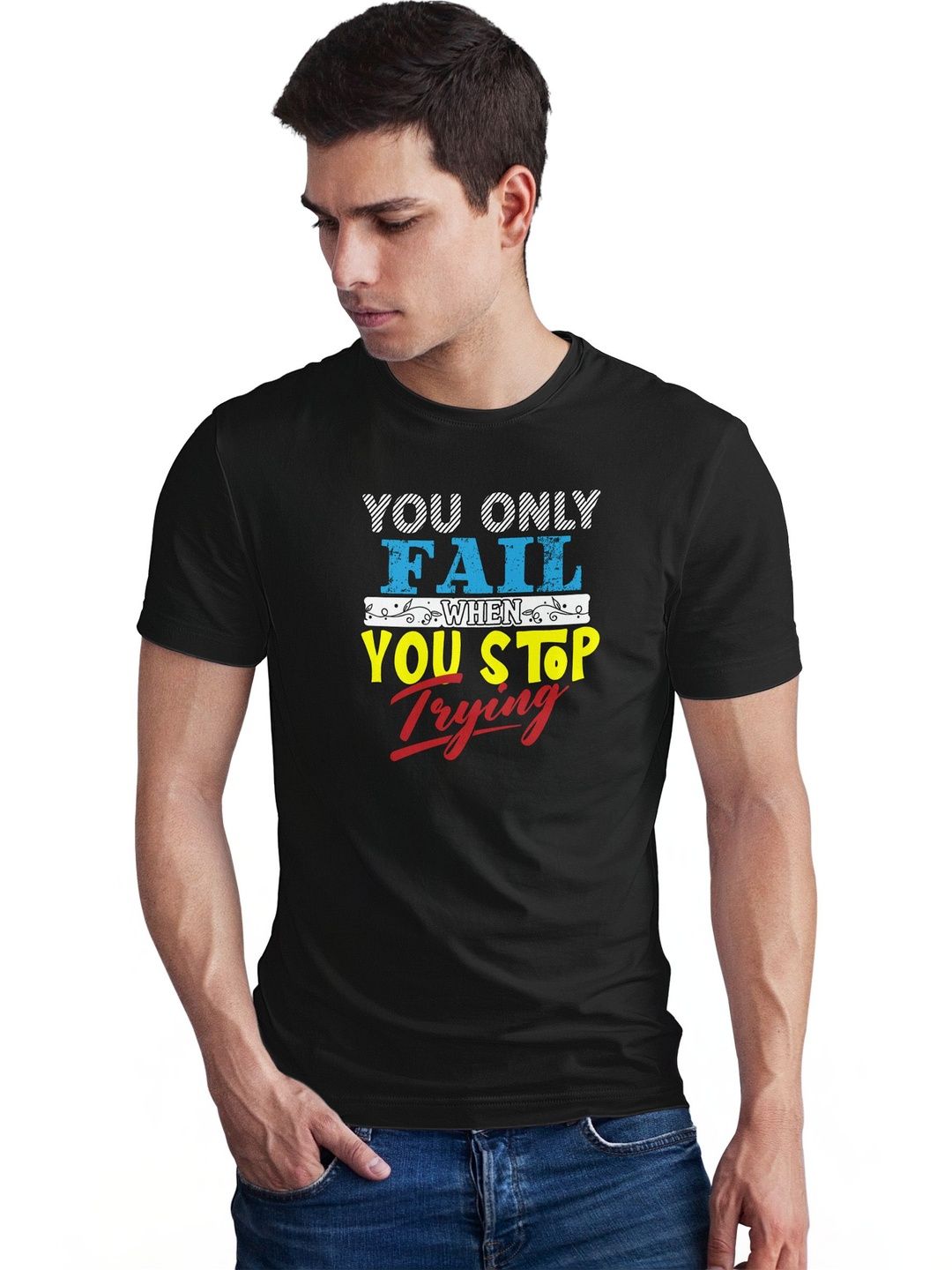 Seekbuylove Men Typography Printed Bio Finish T-shirt