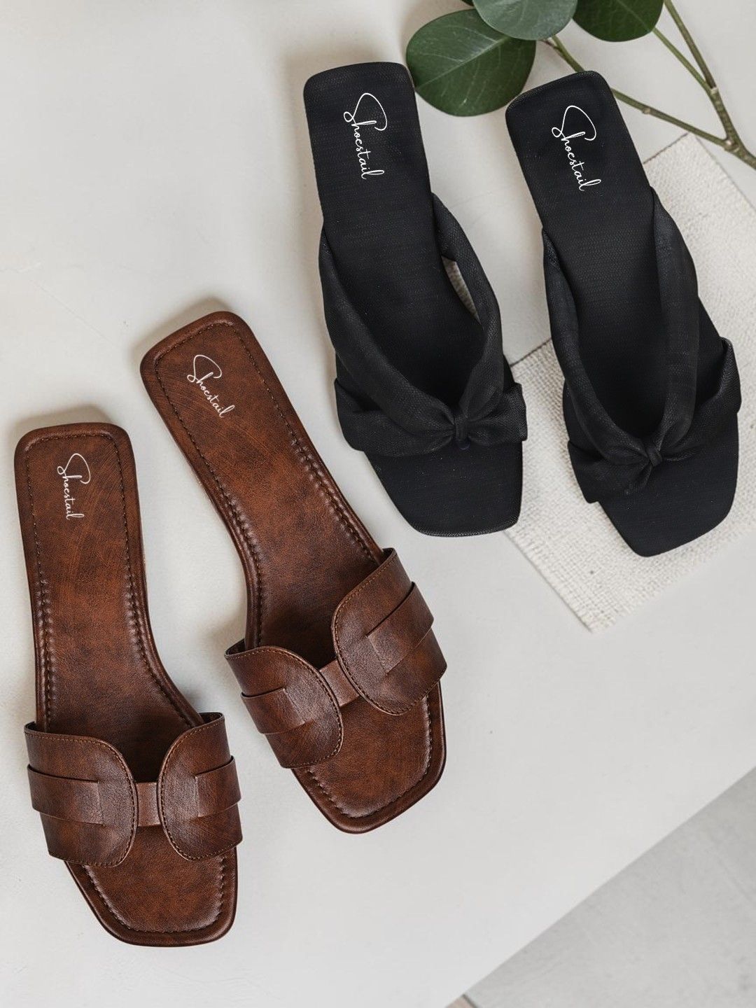 Shoestail Women Open Toe Flats