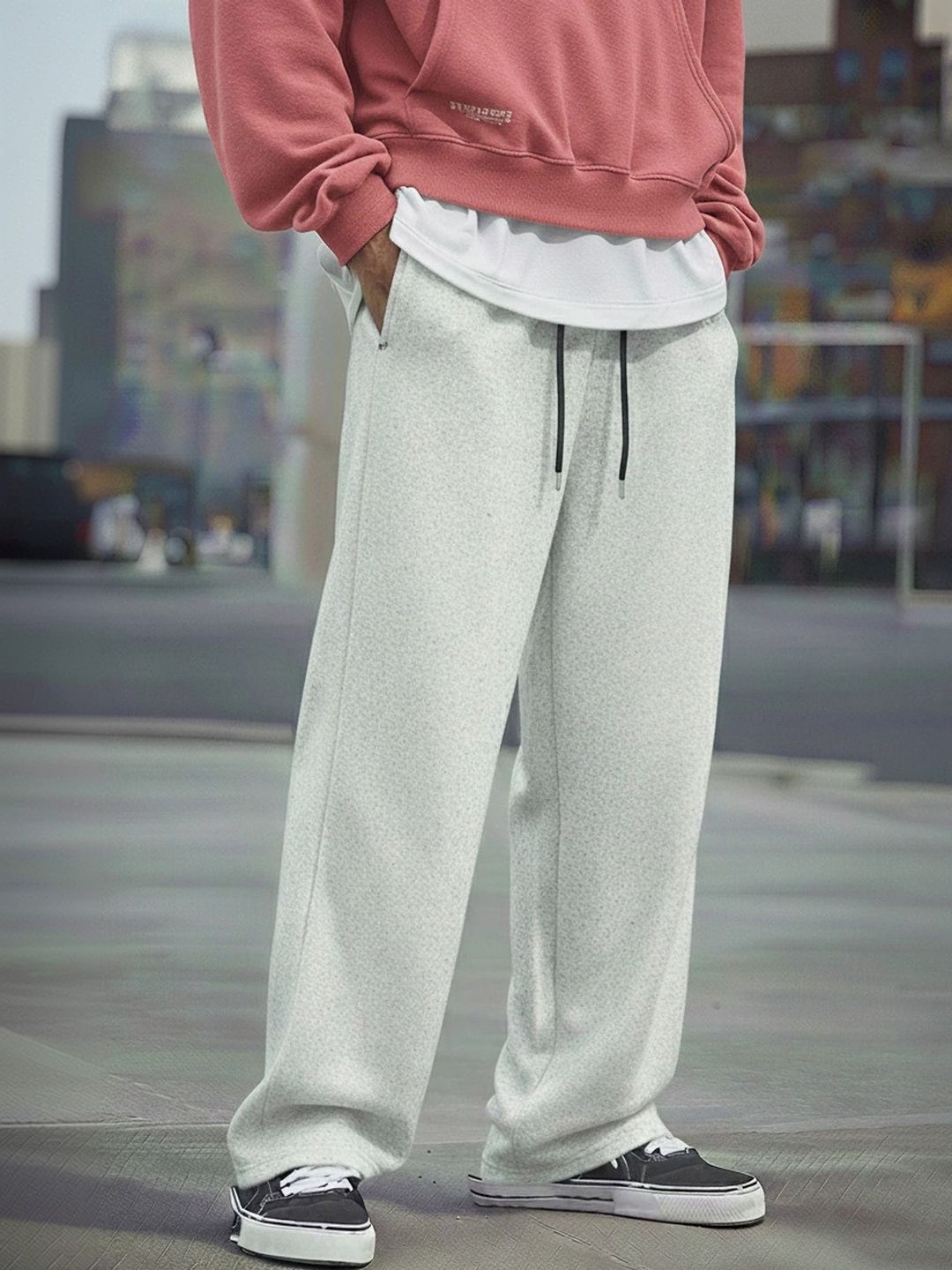 Klowvila Fashion Men Loose Fit High-Rise Easy Wash Trousers