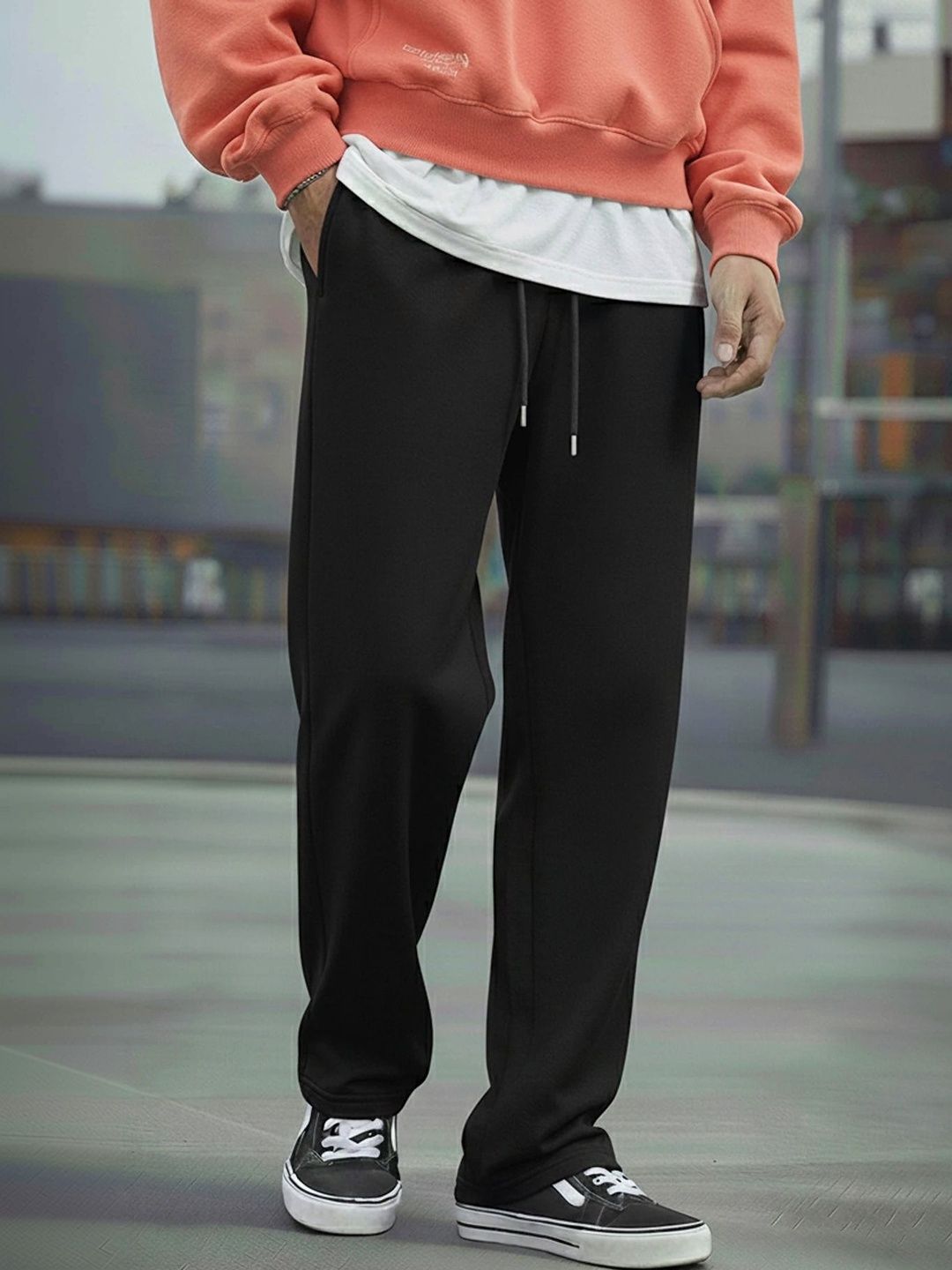 Klowvila Fashion Men Loose Fit High-Rise Trousers