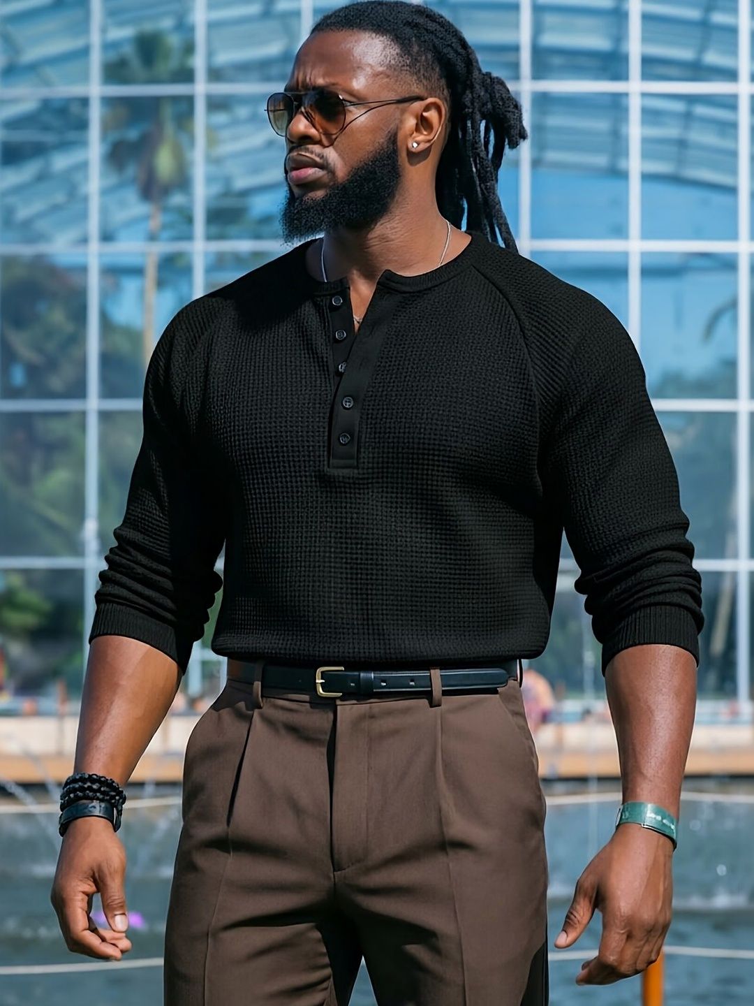 Imsa Moda Men Henley Neck T-shirt