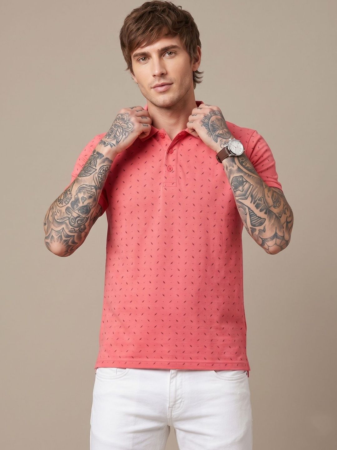 Sztori Men Printed Polo Collar T-shirt