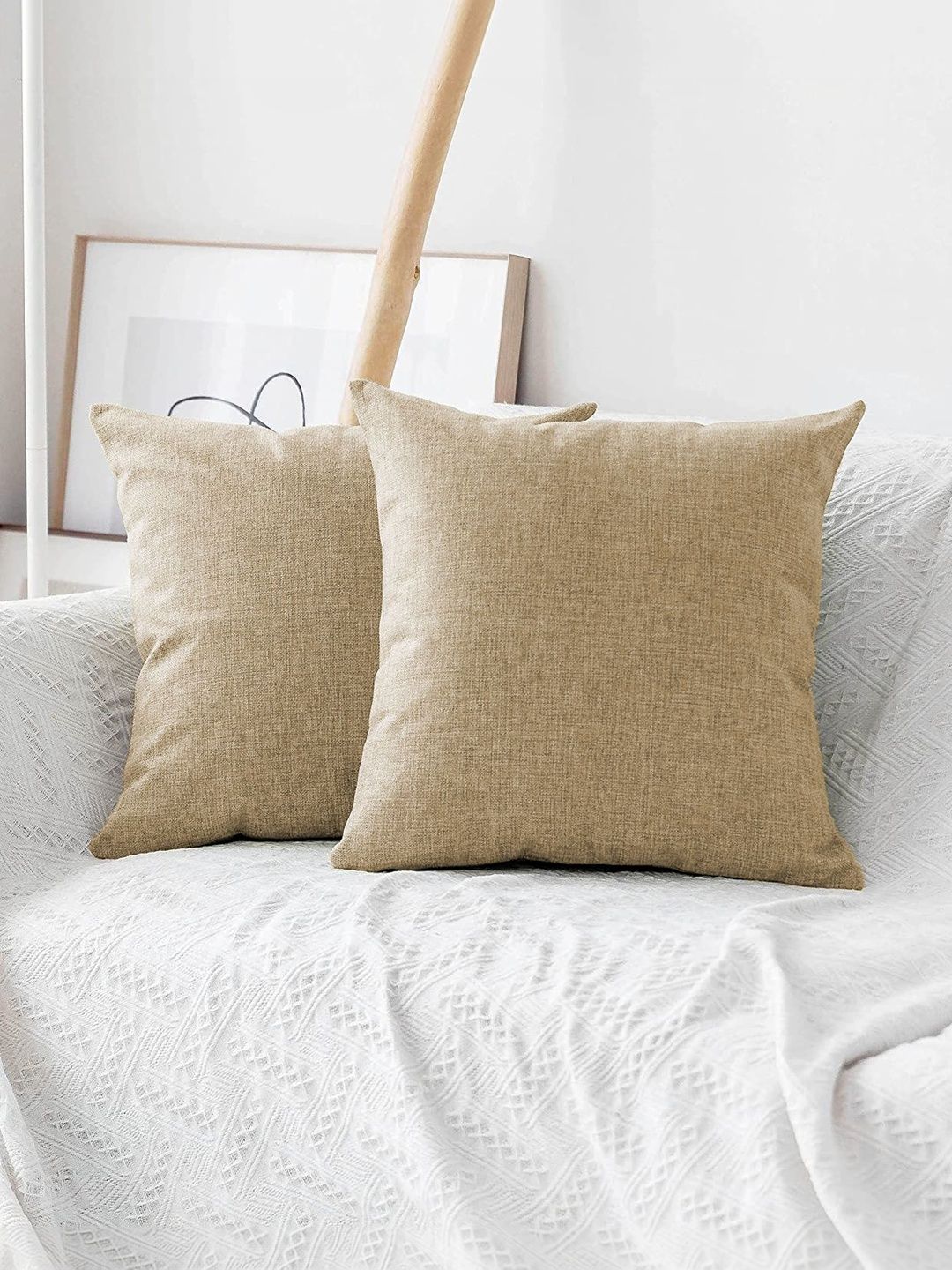 Khooti Khooti Khaki Set of 2 Square Cushion Covers
