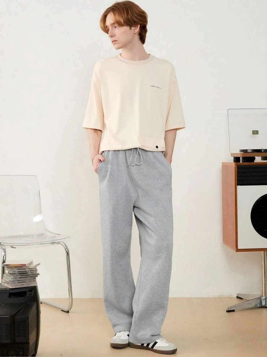 Klowvila Fashion Men Loose Fit High-Rise Trousers