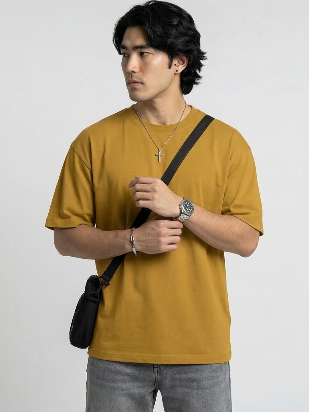 RAAX Drop-Shoulder Sleeves Oversized Bio Finish Pure Cotton T-shirt