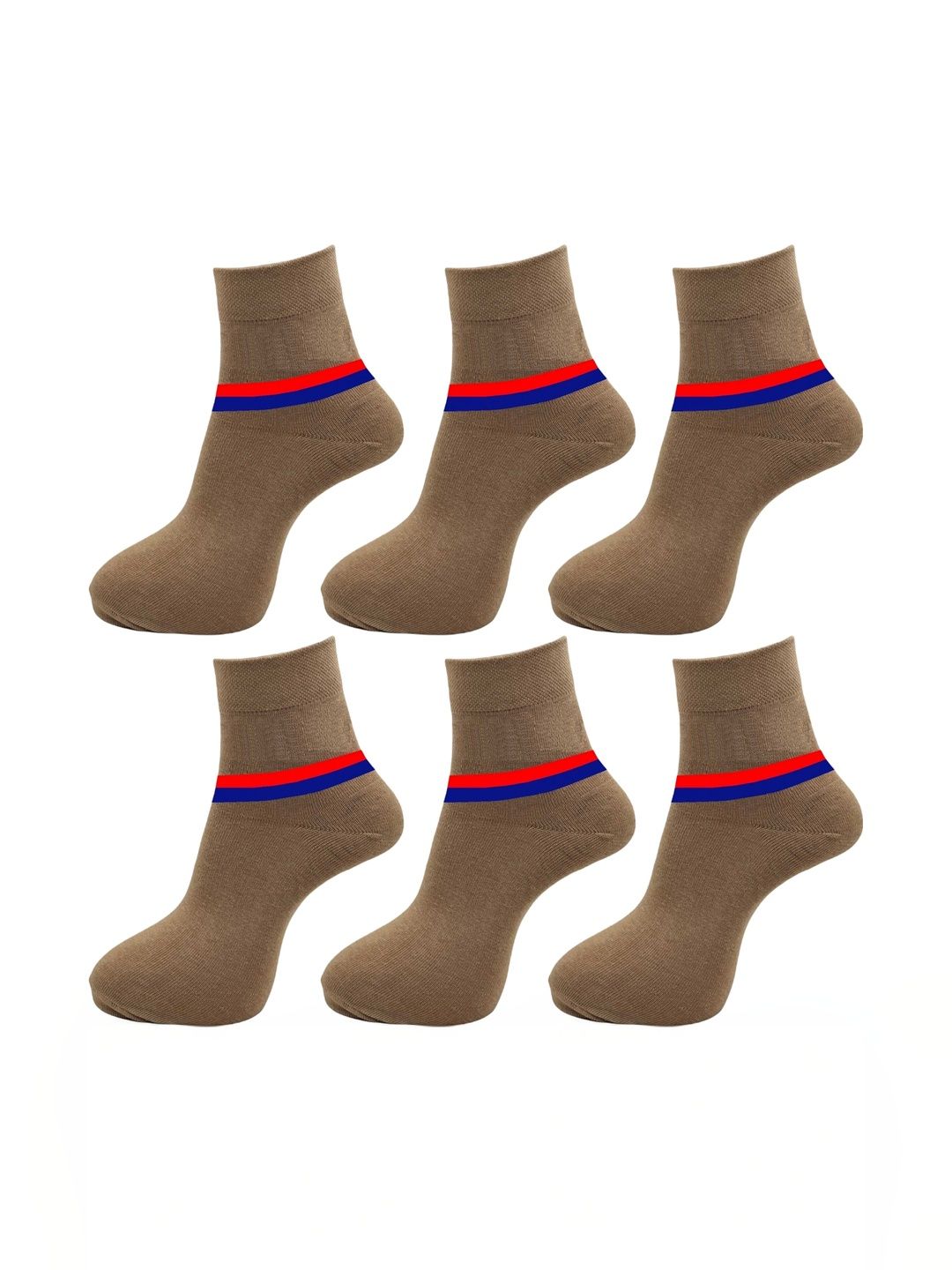 VAPINDIA Unisex Pack of 6 Cotton Striped Above Ankle Socks