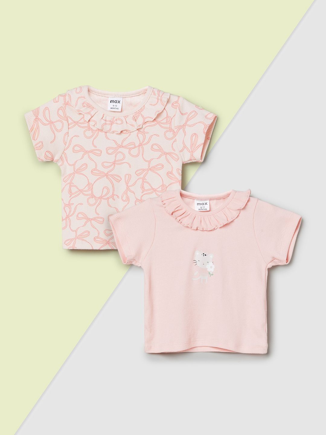 max Print Peter Pan Collar Ruffles Cotton Blend Top