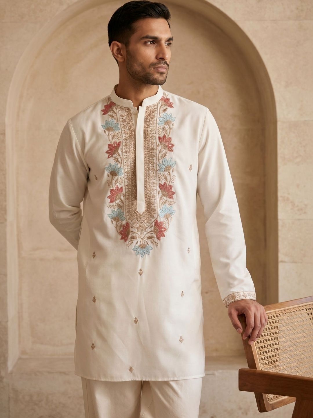 Jompers Men Embroidered Thread Work Kurta