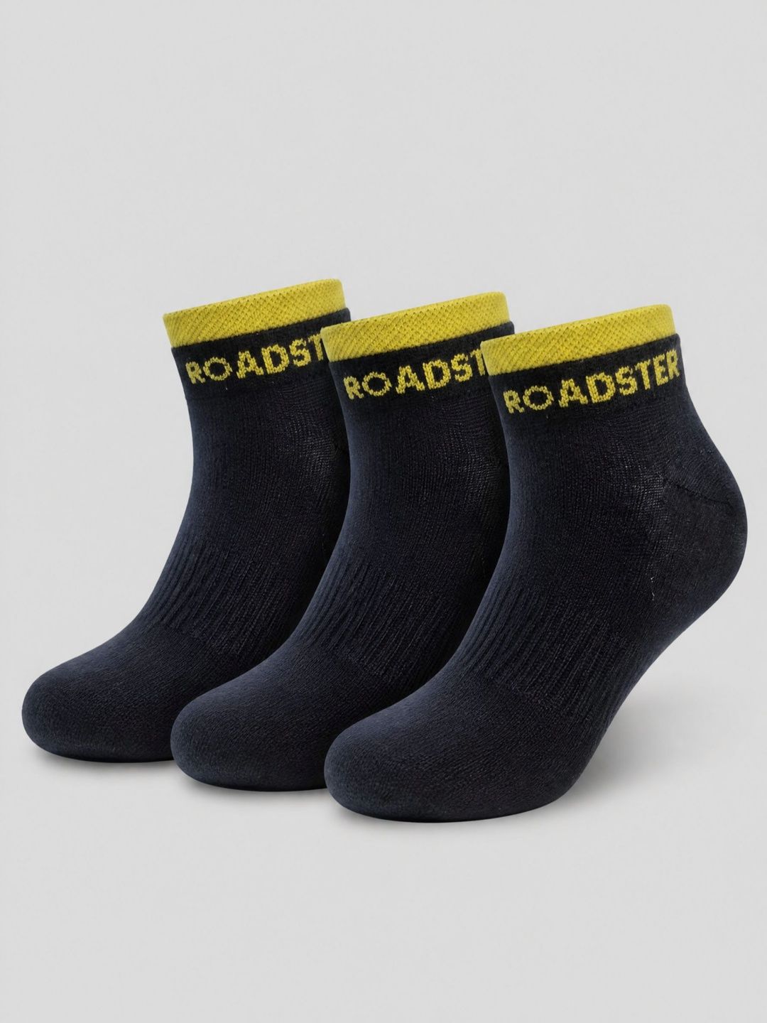 Roadster Men Pack of 3 Cotton Blend Colourblocked Ankle Length Socks
