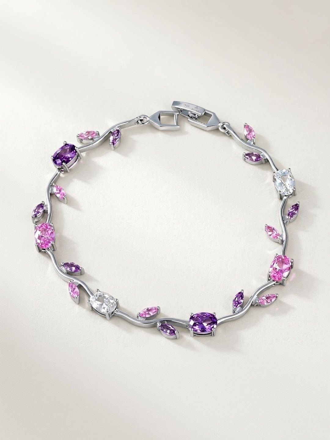 Trenza Unisex Stainless Steel Crystals Studded Tulip Bangle-Style Bracelet