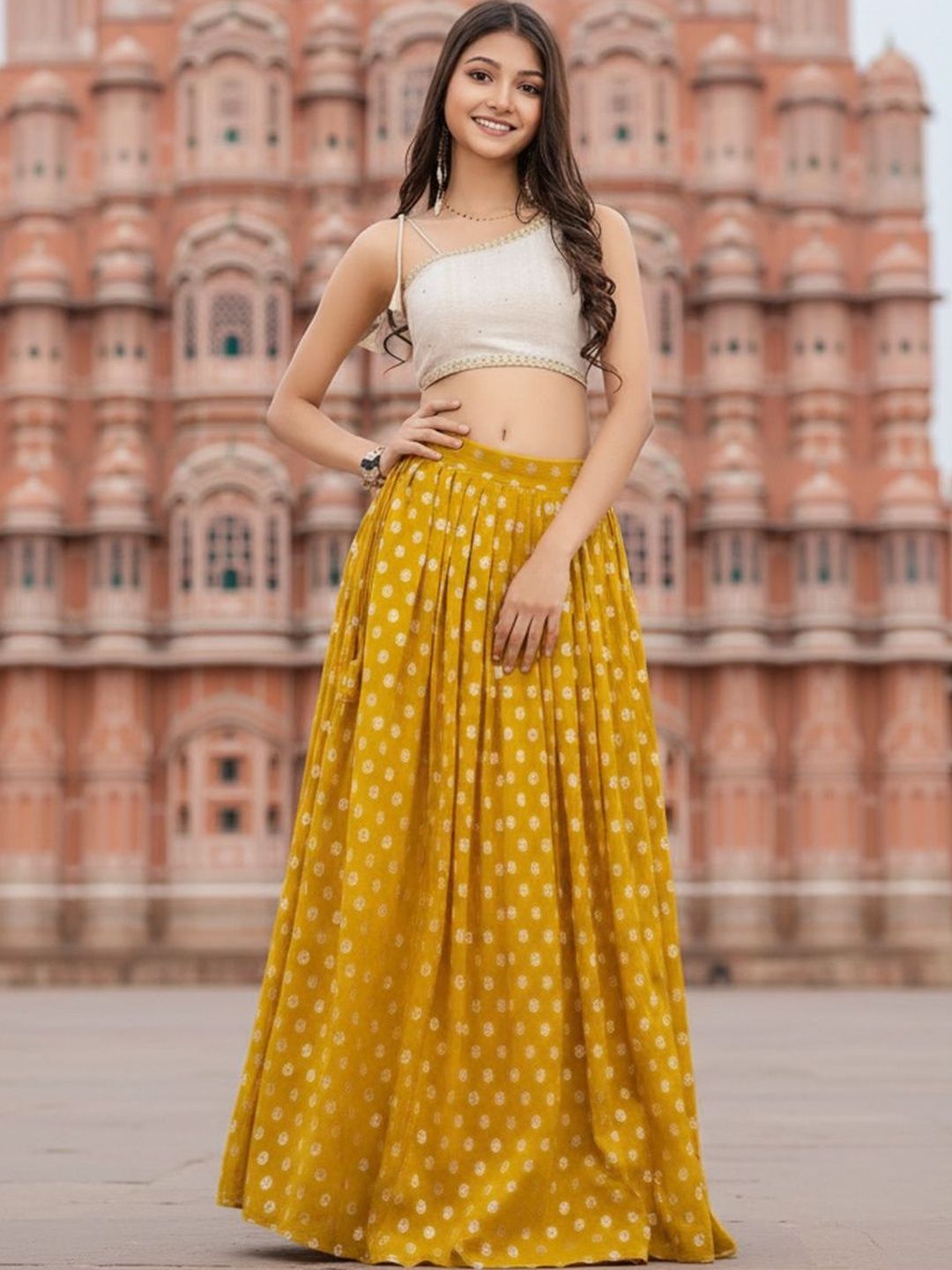 Sangria Girls Ready To Wear Silk Lehenga & Choli