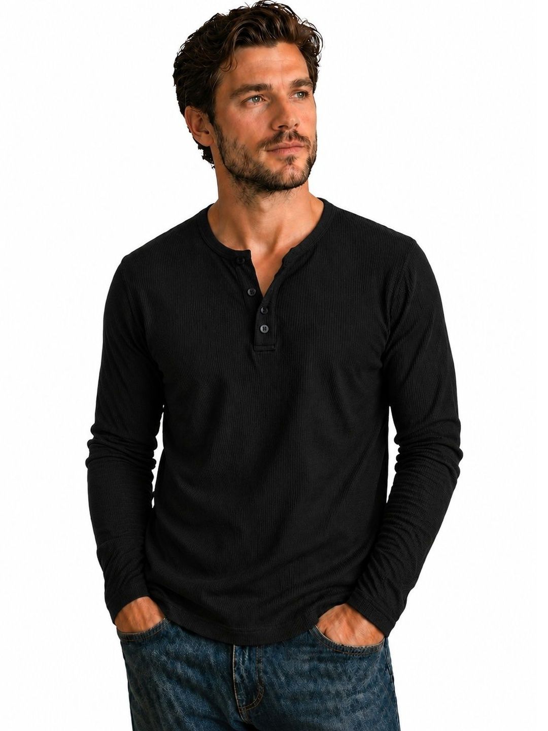 QUTUN Men Henley Neck T-shirt