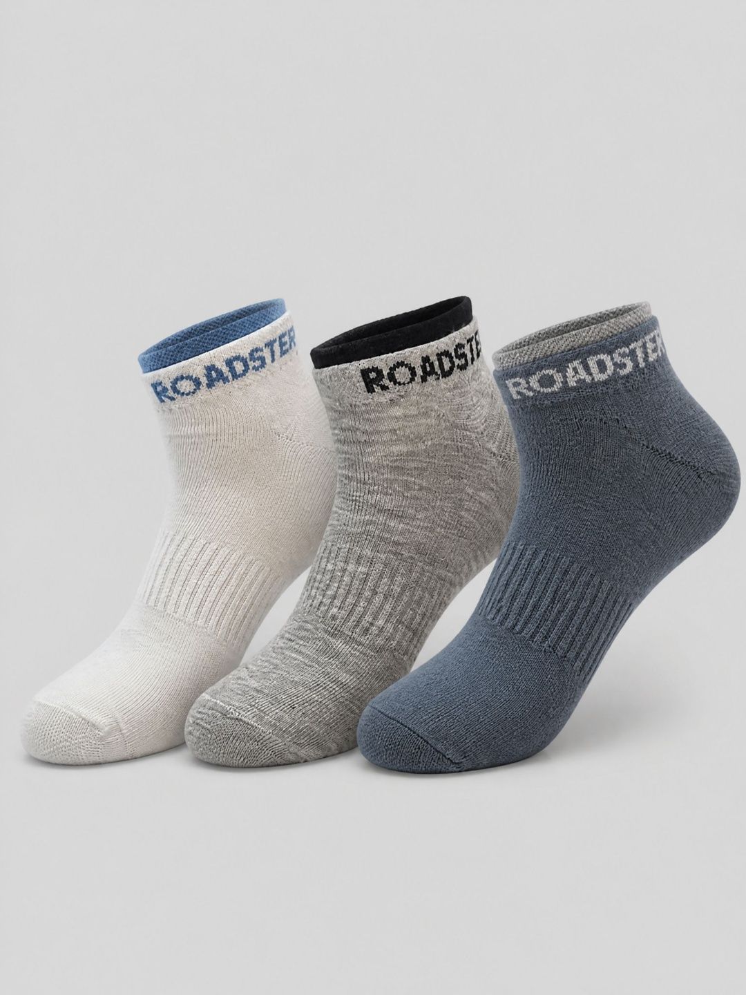 Roadster Men Pack of 3 Cotton Blend Colourblocked Ankle Length Socks