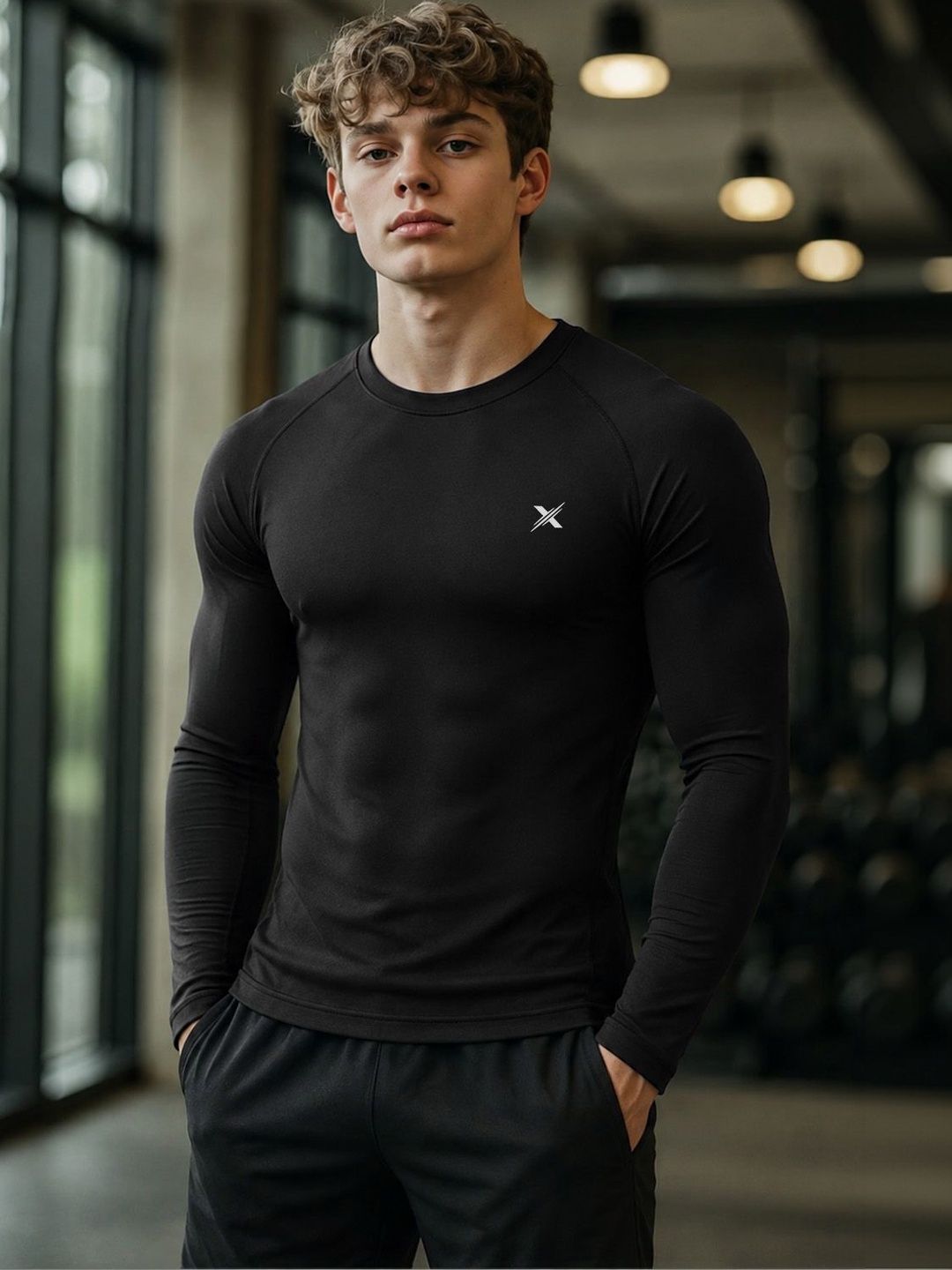 MODA RAPIDO X FITNESS EXCHANGE Men Brand Logo Long Sleeves T-shirt