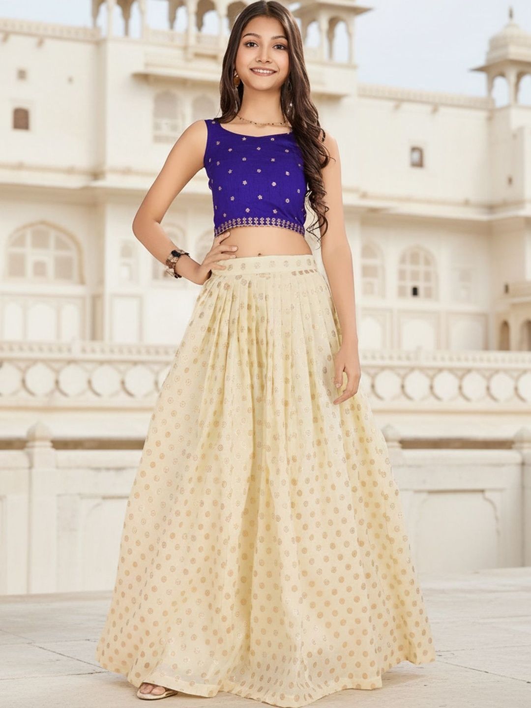 Sangria Girls Ready To Wear Silk Lehenga & Choli
