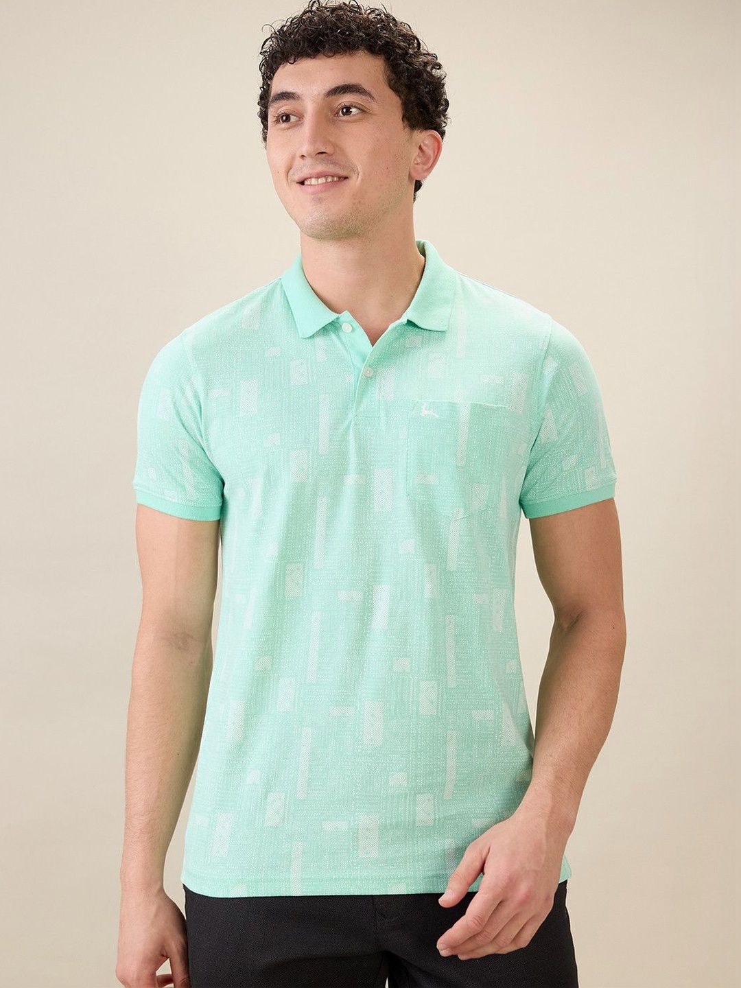 Parx Parx Men Printed Polo Collar Pure Cotton Pockets T-shirt