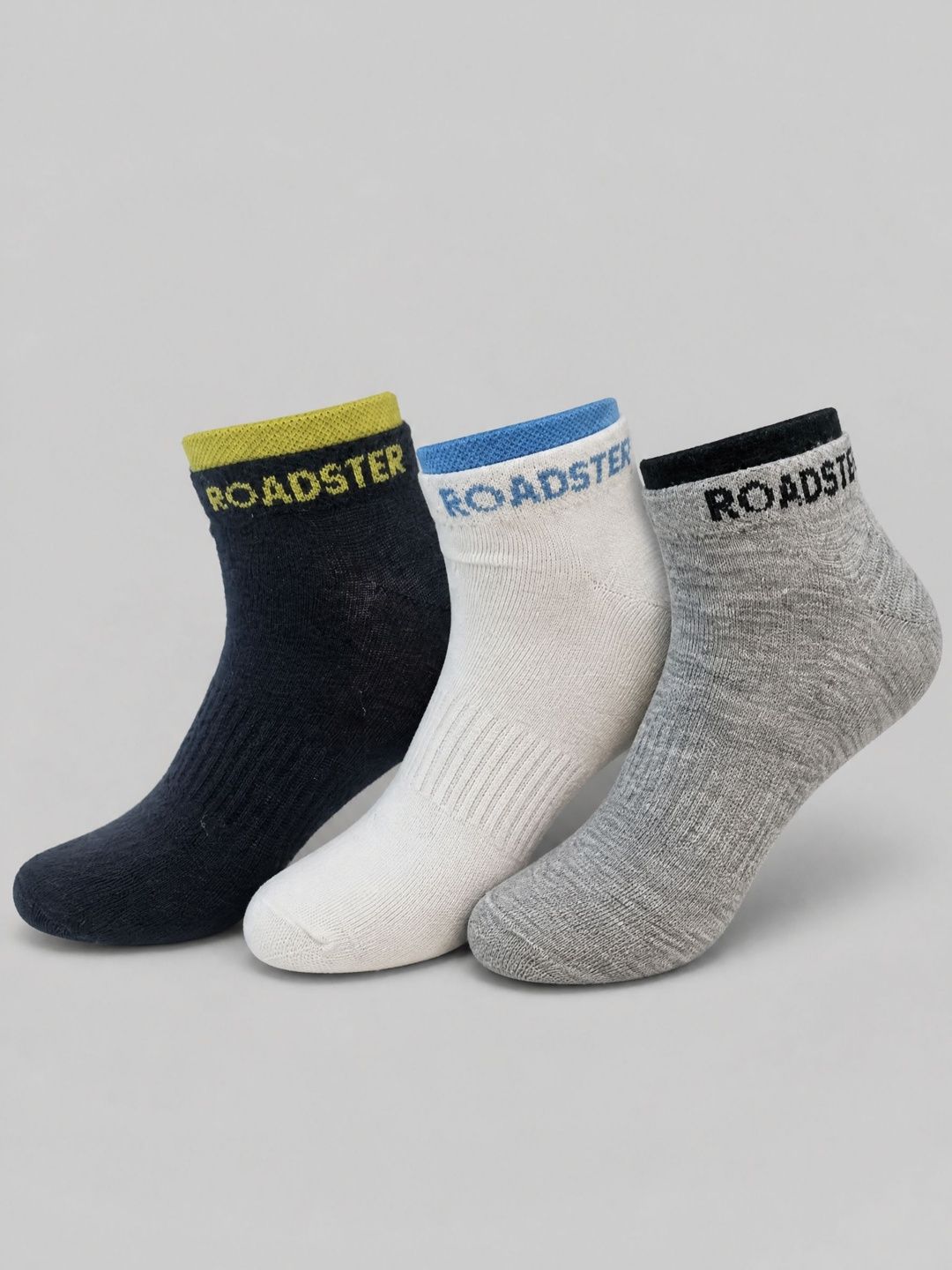 Roadster Men Pack of 3 Cotton Blend Patterned Ankle Length Socks