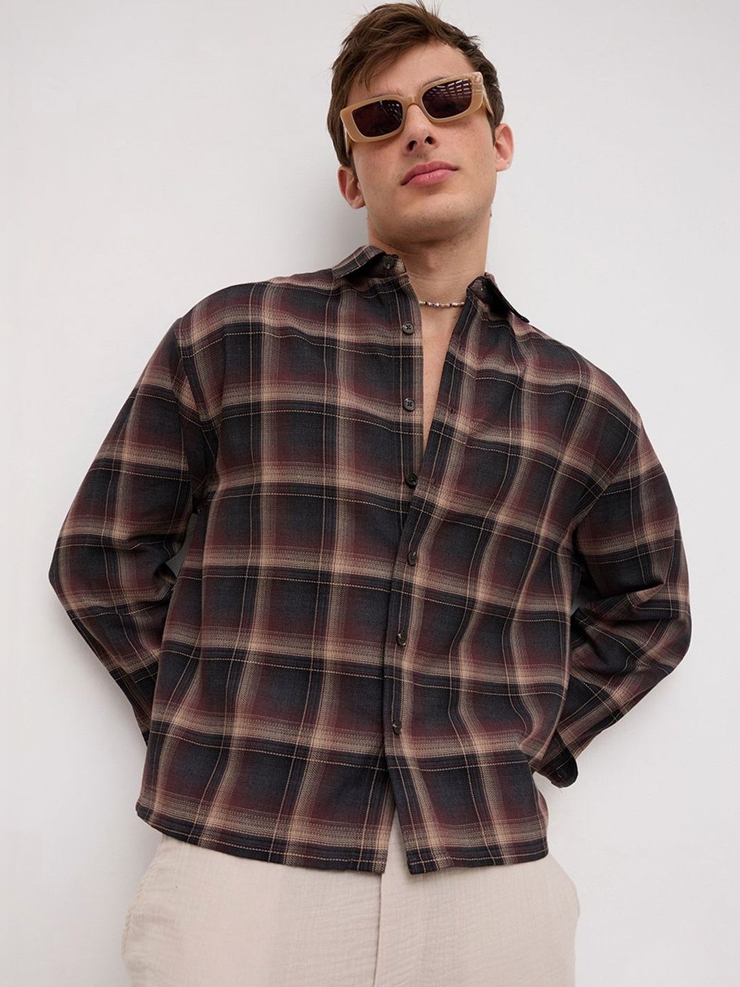 VASTRADO Men Classic Boxy Checked Casual Shirt