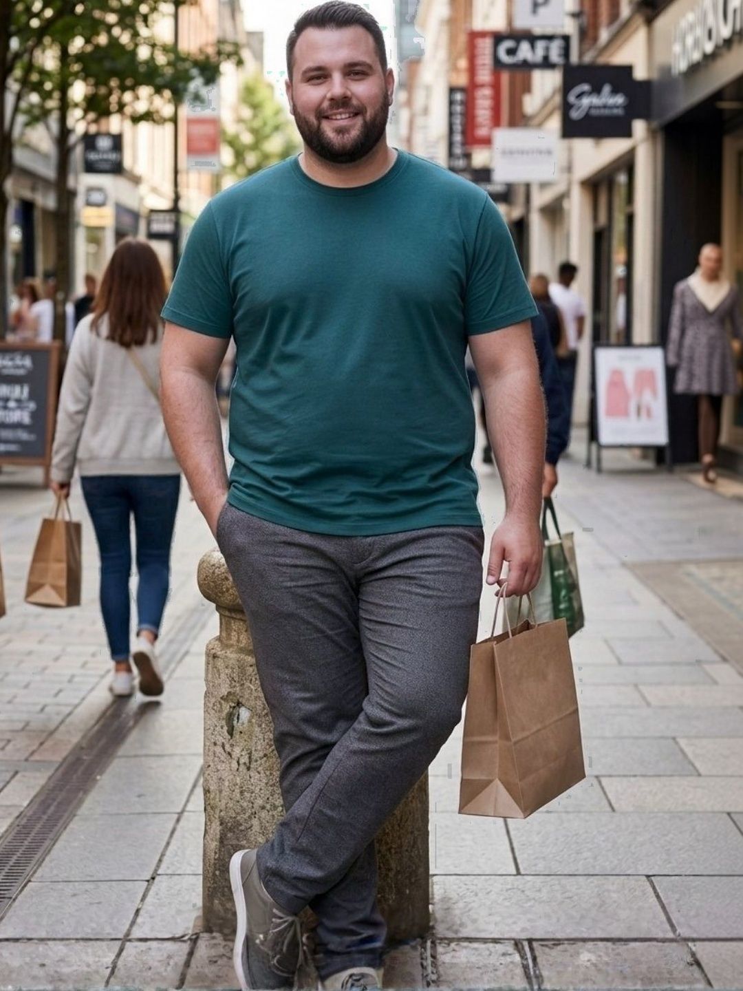 Rigo Unisex Plus Size Teal Soild Round Neck Regular Fit Cotton Half Sleeve T-shirt