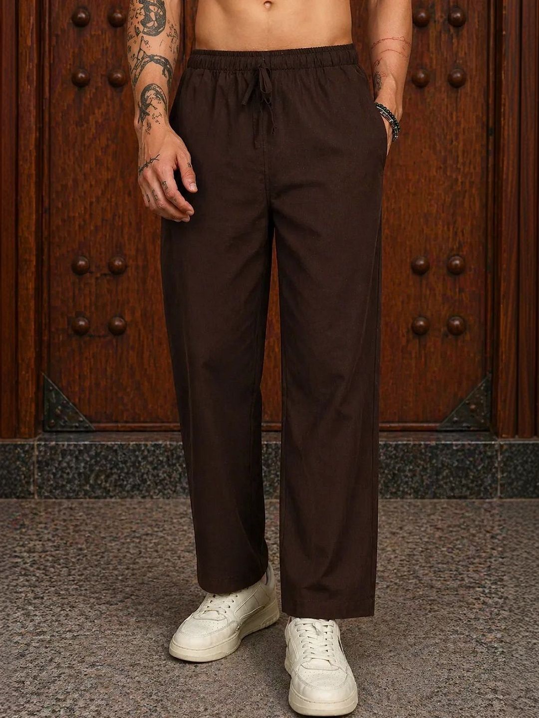 HERE&NOW Men Relaxed Easy Wash Trousers