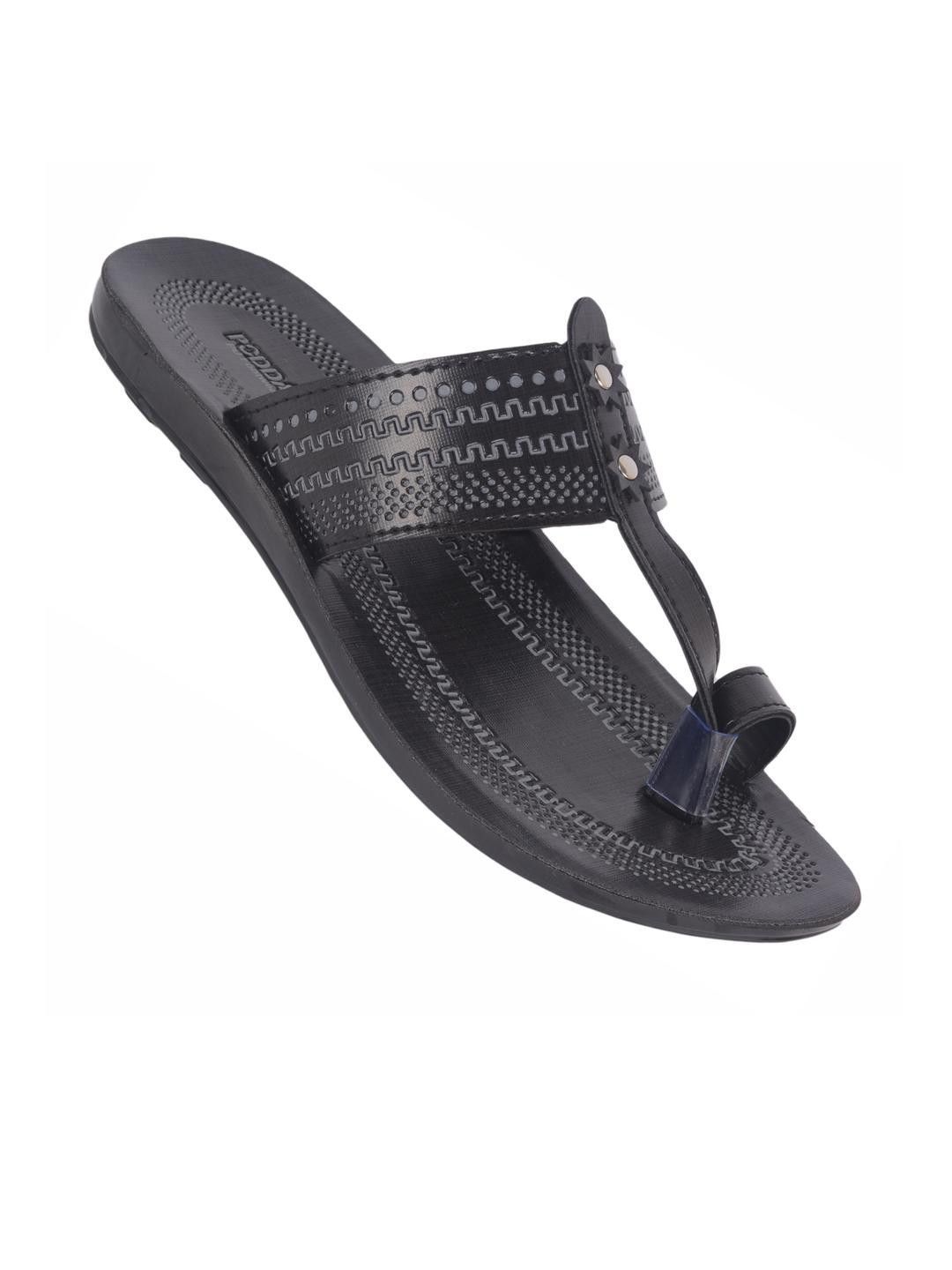 Poddar Men Men Black Casual Slip-On Sandals with Stylish Strap Design