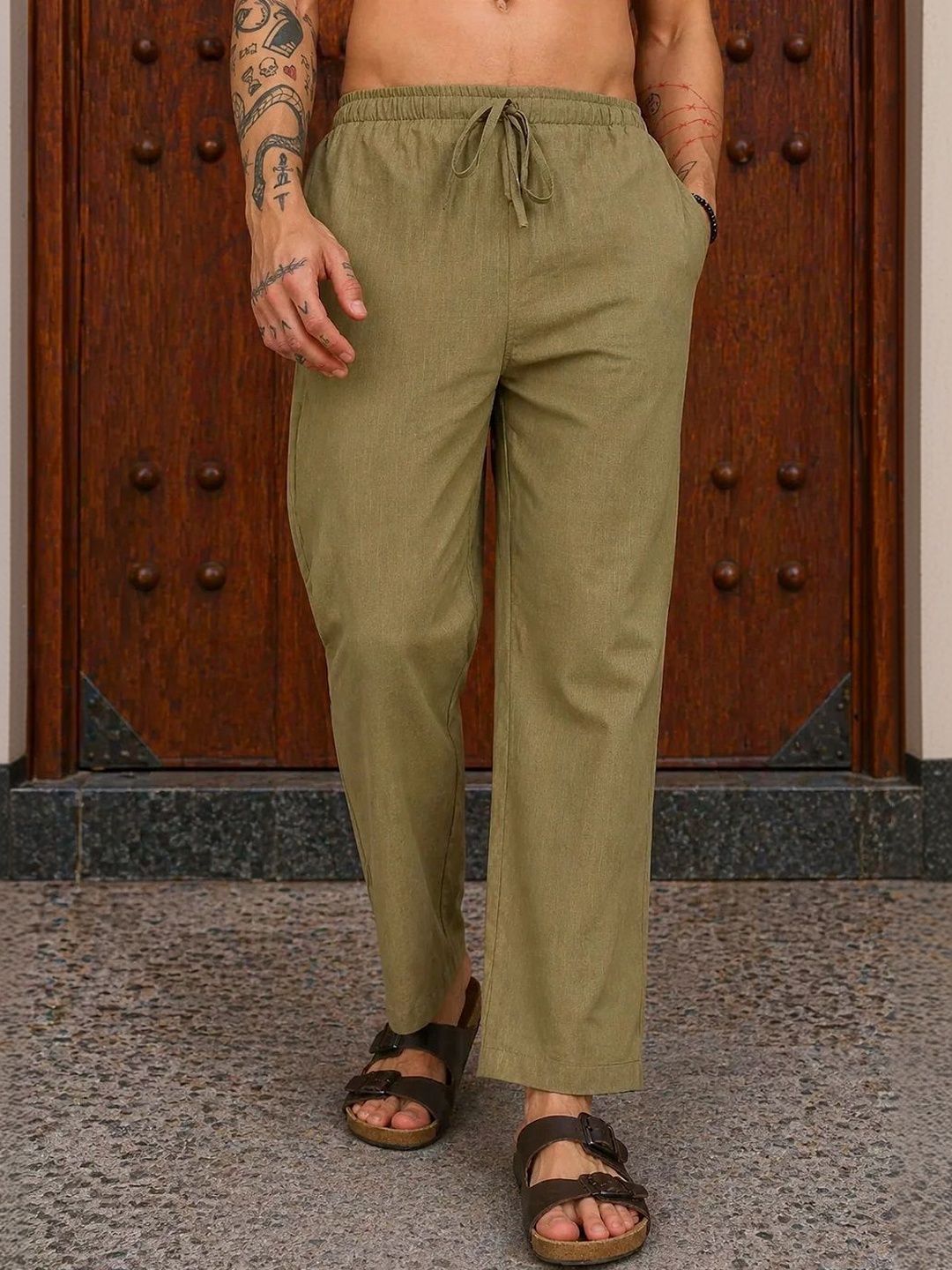 HERE&NOW Men Relaxed Easy Wash Trousers