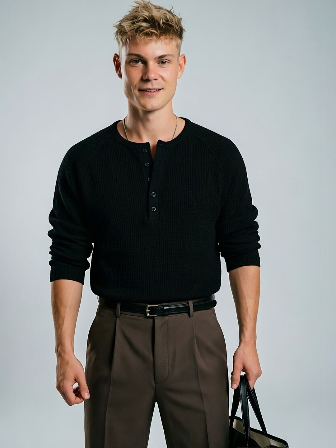 Imsa Moda Men Henley Neck T-shirt