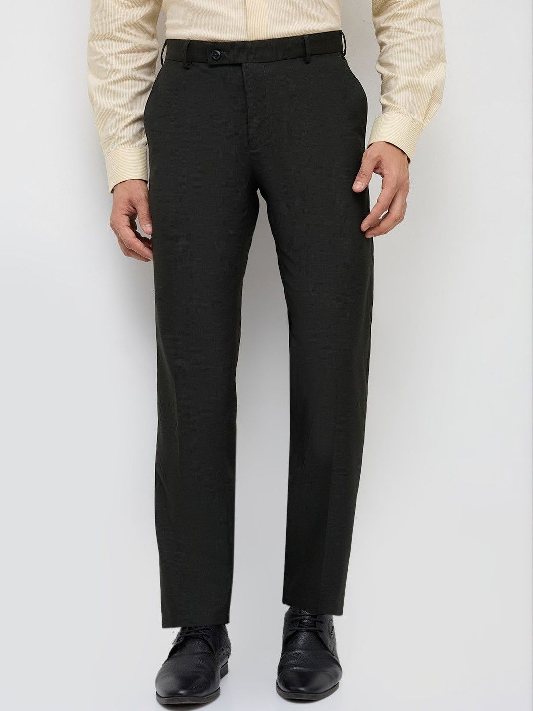 Park Avenue Men Textured Slim Fit Easy Wash Trousers