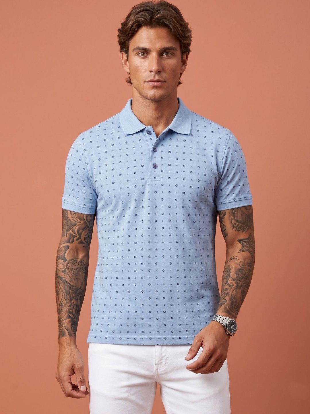 Sztori Men Printed Polo Collar T-shirt