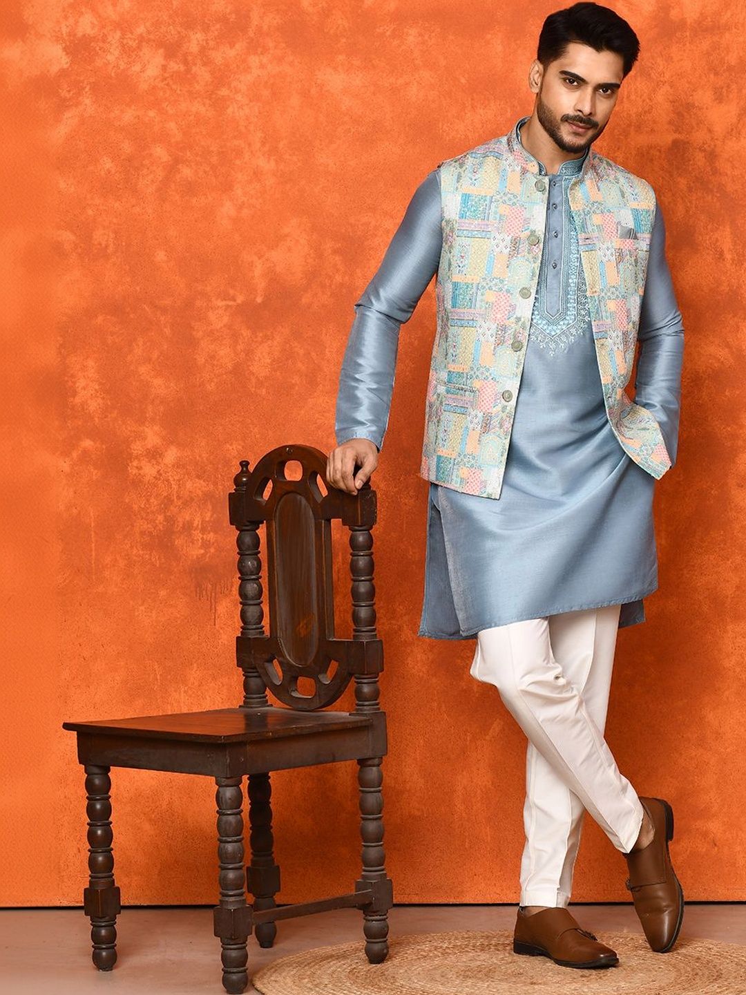 WANAS Woven Design Corduroy Nehru Jackets