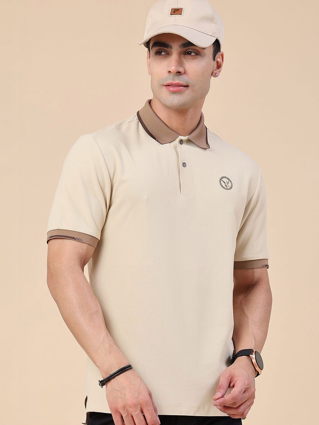 LIMEROAD Men Brand Logo Polo Collar T-shirt