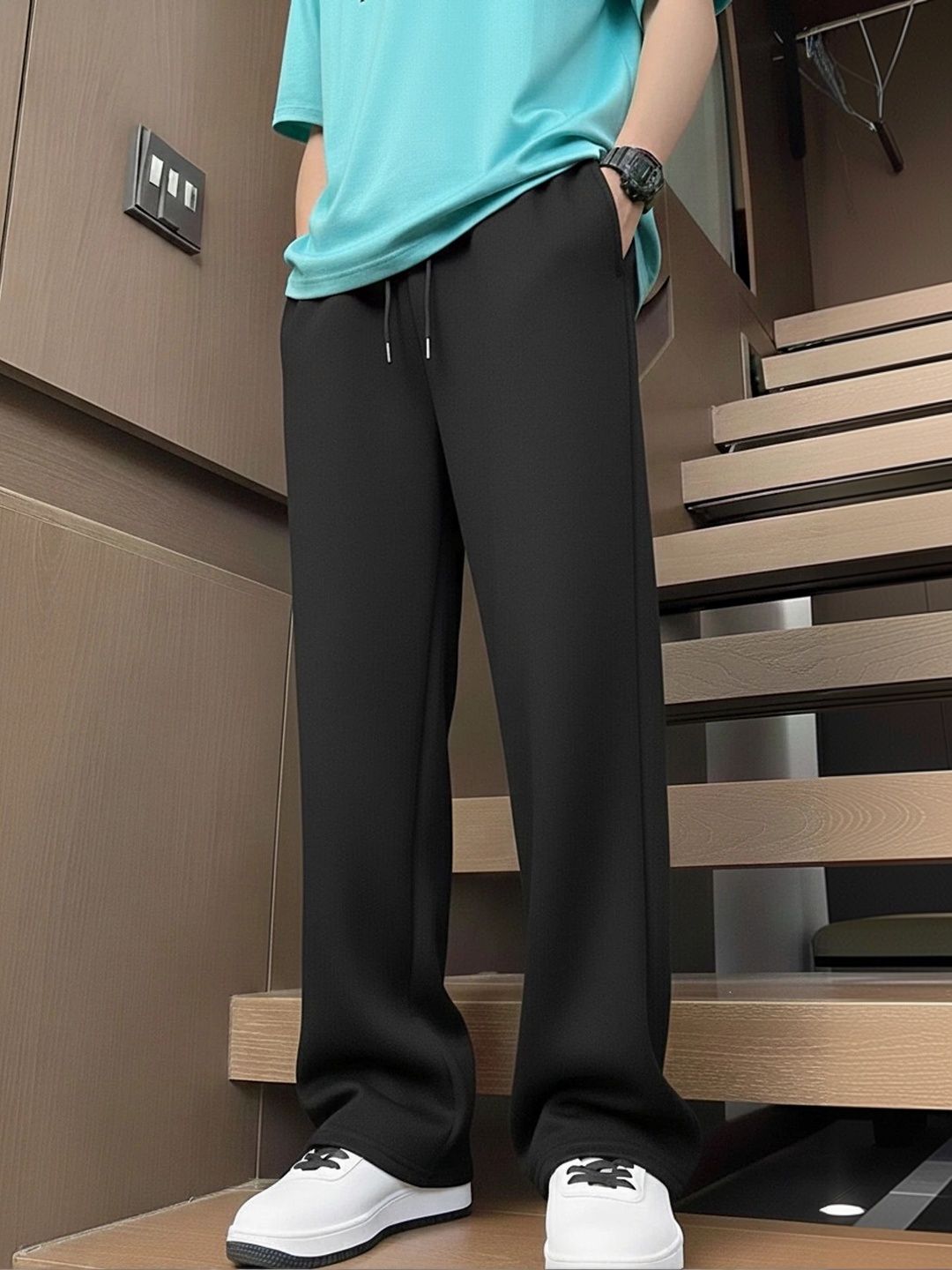 Klowvila Fashion Men Loose Fit High-Rise Trousers
