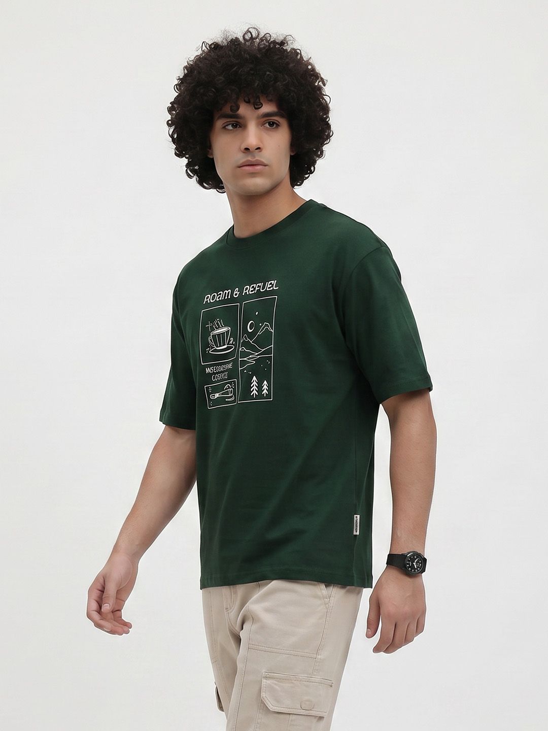 The Roadster Life Co. Graphic Printed Pure Cotton T-shirt