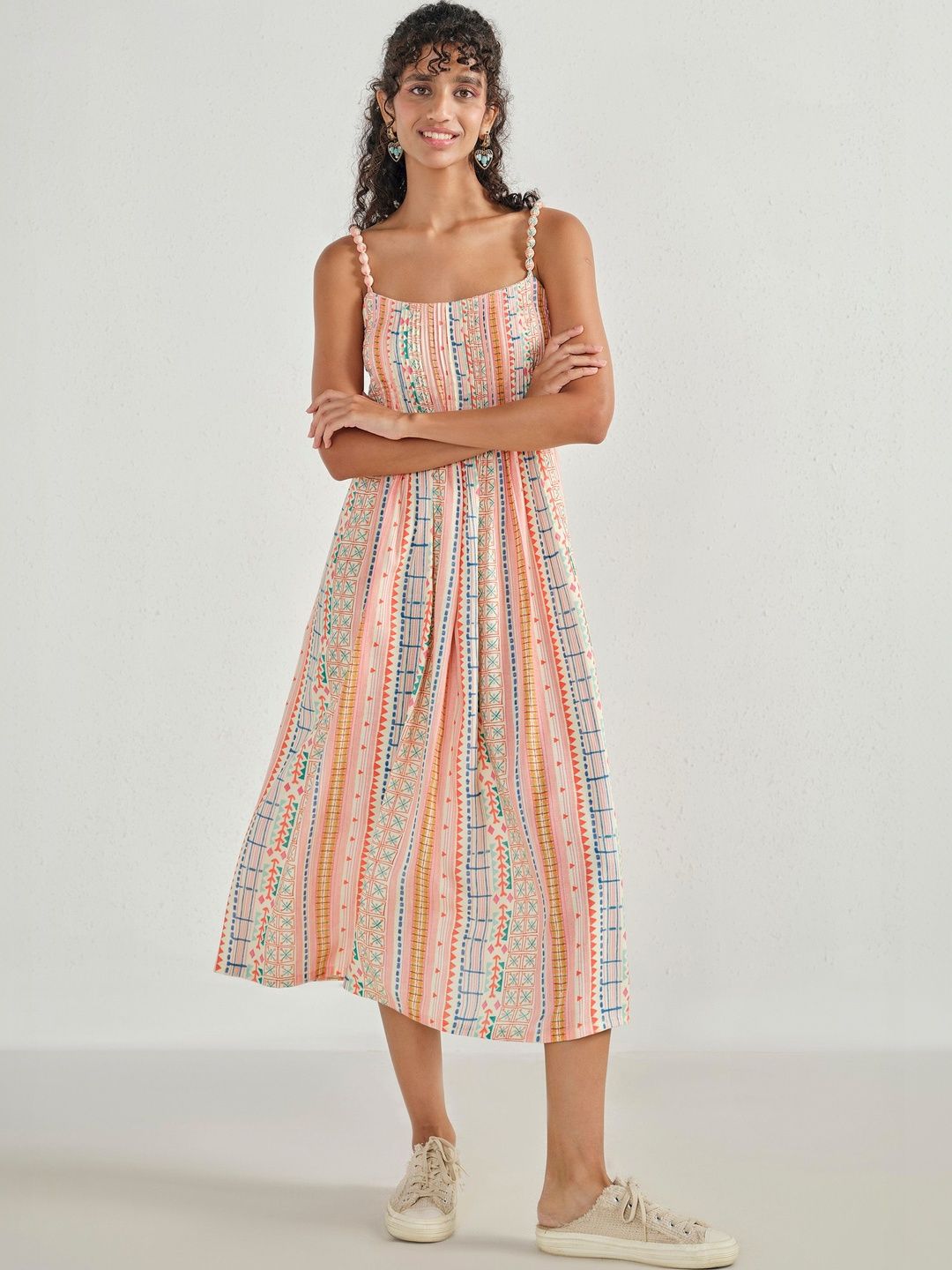 Global Desi Global Desi Print A-Line Midi Dress