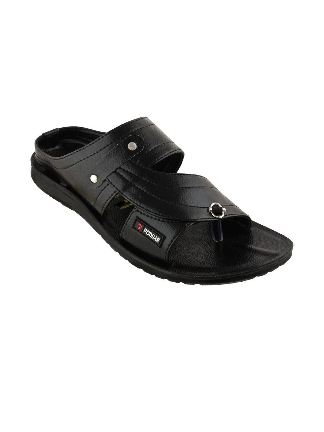 Poddar Men Textured Open-Toe Slip-On Sliders With Buckle Sandal