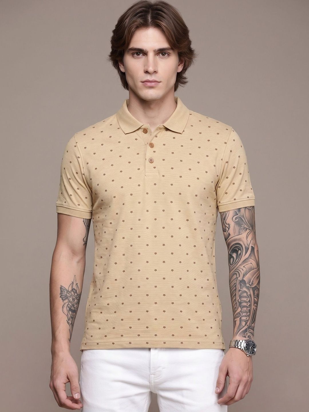 Sztori Men Printed Polo Collar T-shirt