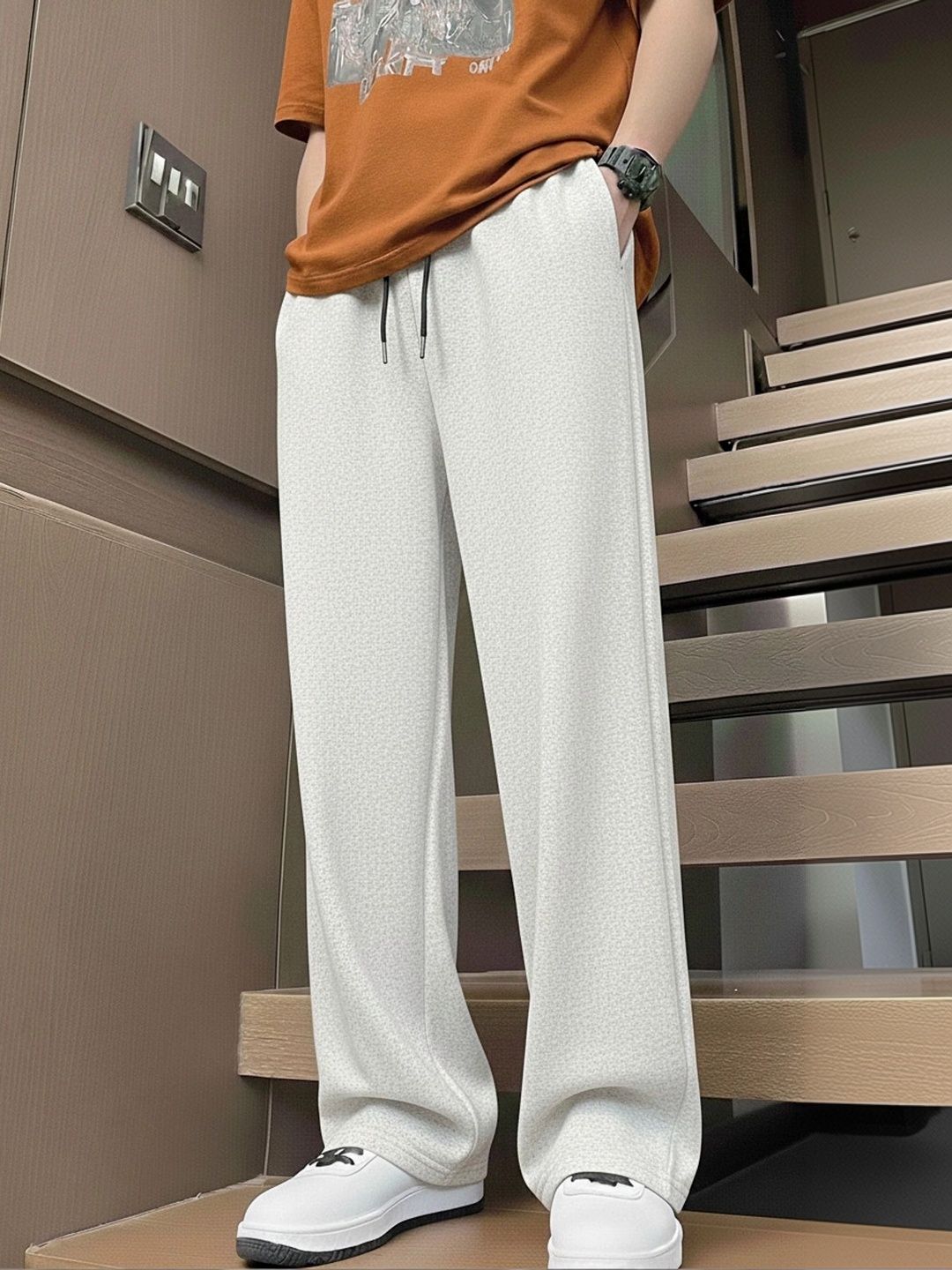 Klowvila Fashion Men Loose Fit High-Rise Trousers