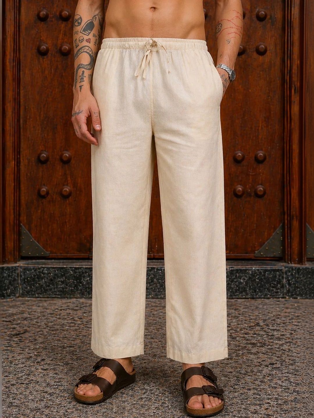 HERE&NOW Men Relaxed Easy Wash Trousers
