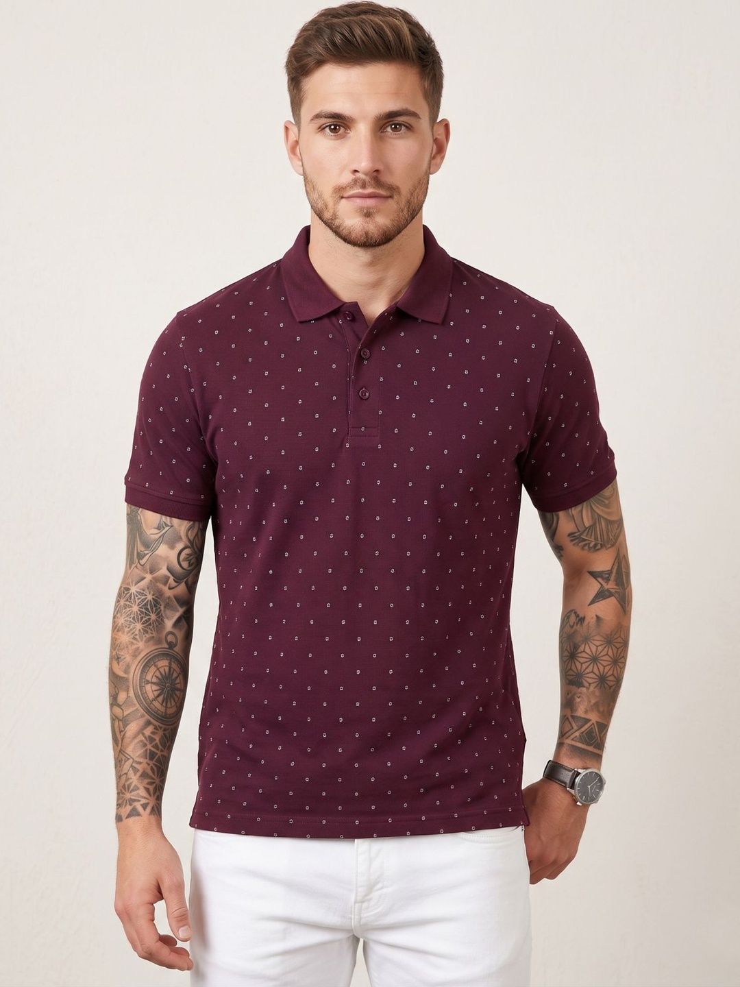 Sztori Men Printed Polo Collar T-shirt
