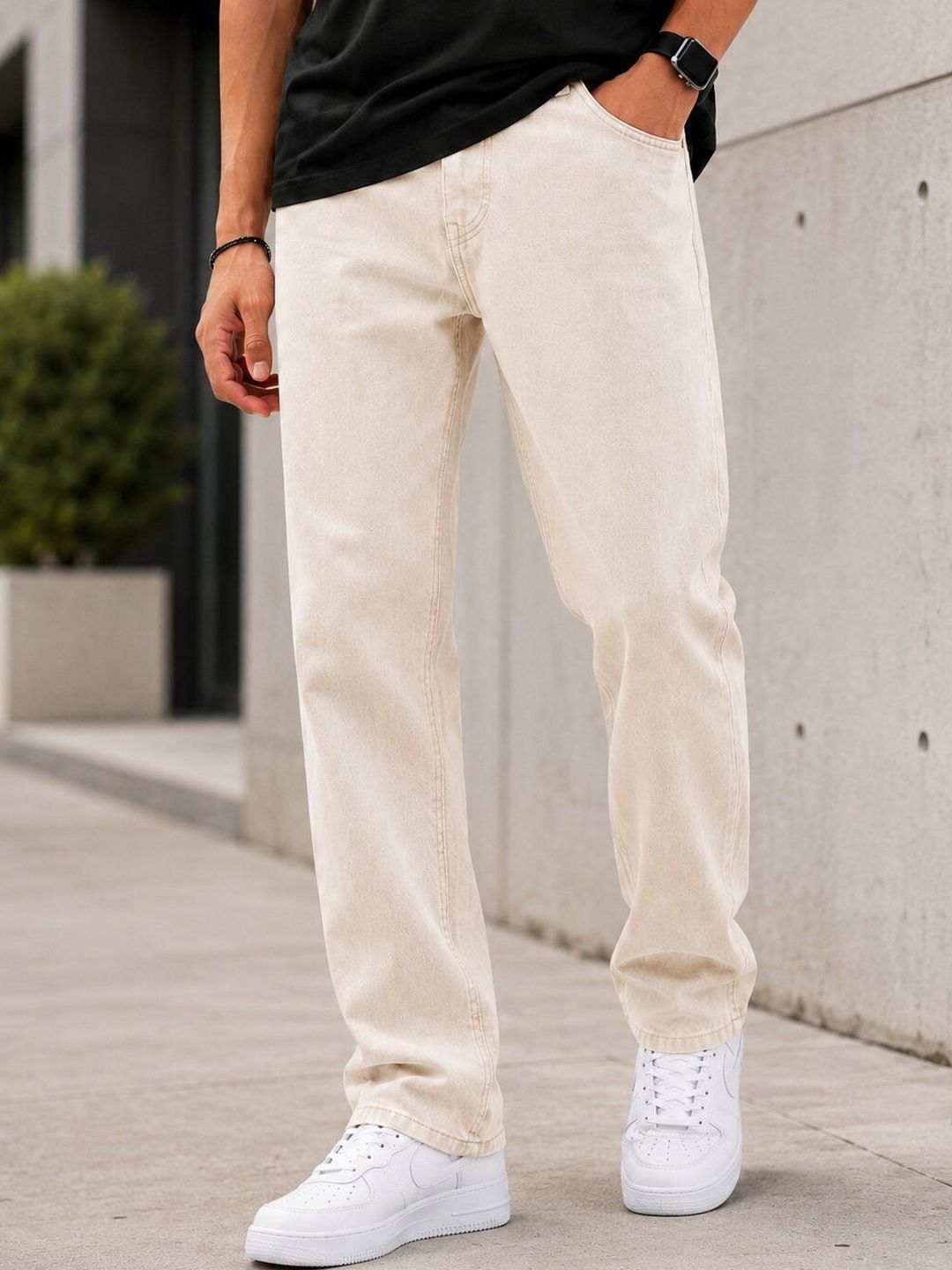 THIRD QUADRANT Men Comfort Straight Fit Mid-Rise Stretchable Jeans
