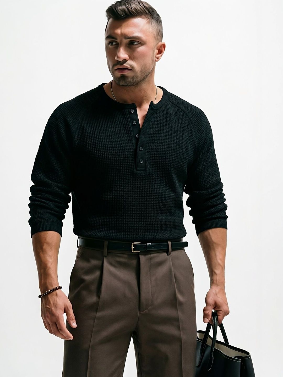 Imsa Moda Men Henley Neck T-shirt