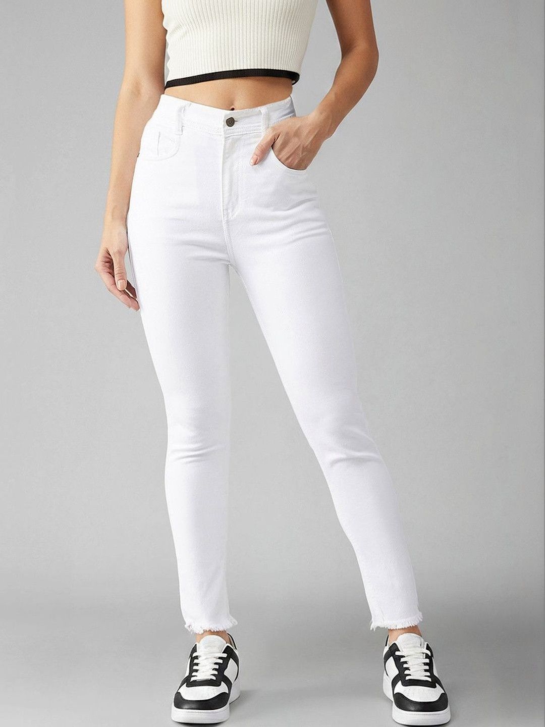 Mast & Harbour Women Skinny High Rise Clean Look Bleached Stretchable Denim Jeans