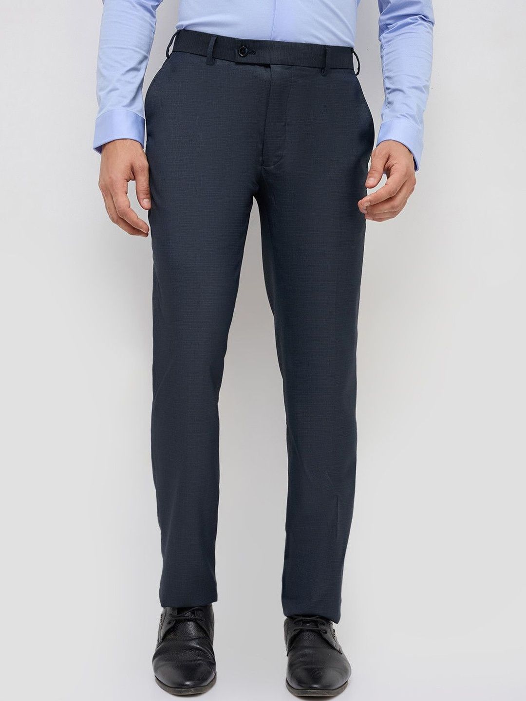 Park Avenue Park Avenue Men Textured Slim Fit Trousers