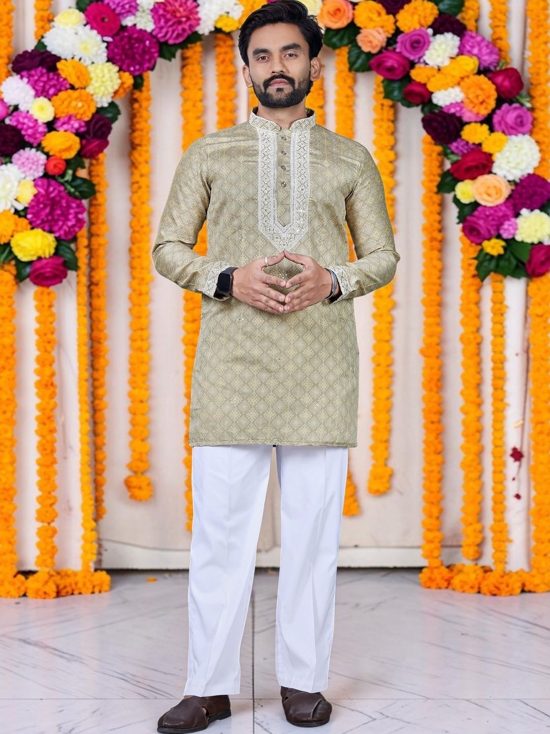 MAITHILI CREATION Men Thread Work Kurta