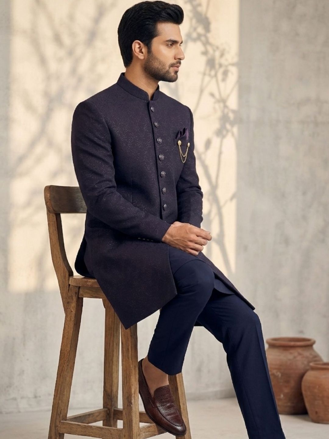 TRIANGLE Triangle Jodhpuri Self-Designed Sherwani