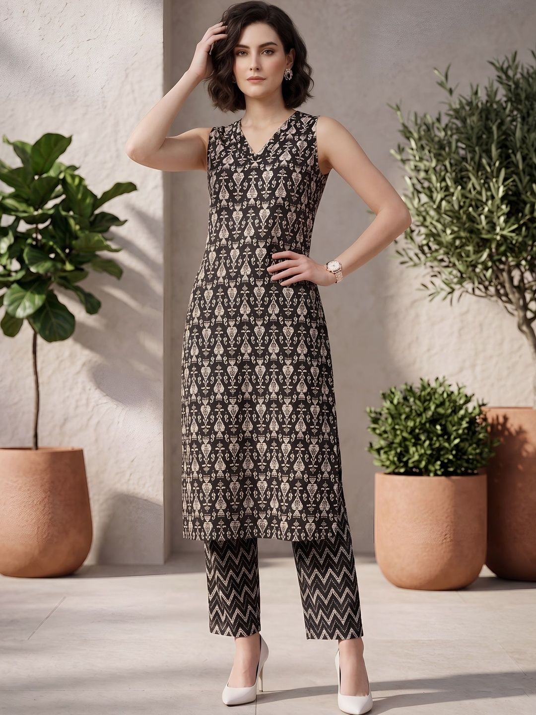 Nayo Floral Cotton Printed Tunic with Trousers