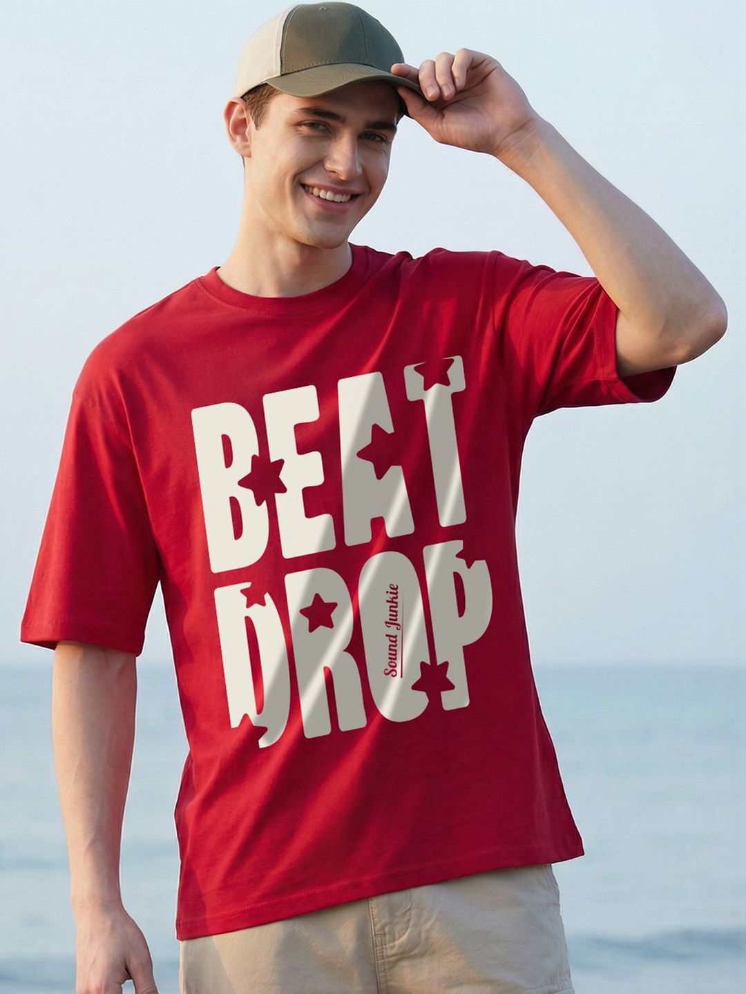 Bewakoof Men Typography Printed Drop-Shoulder Sleeves T-shirt
