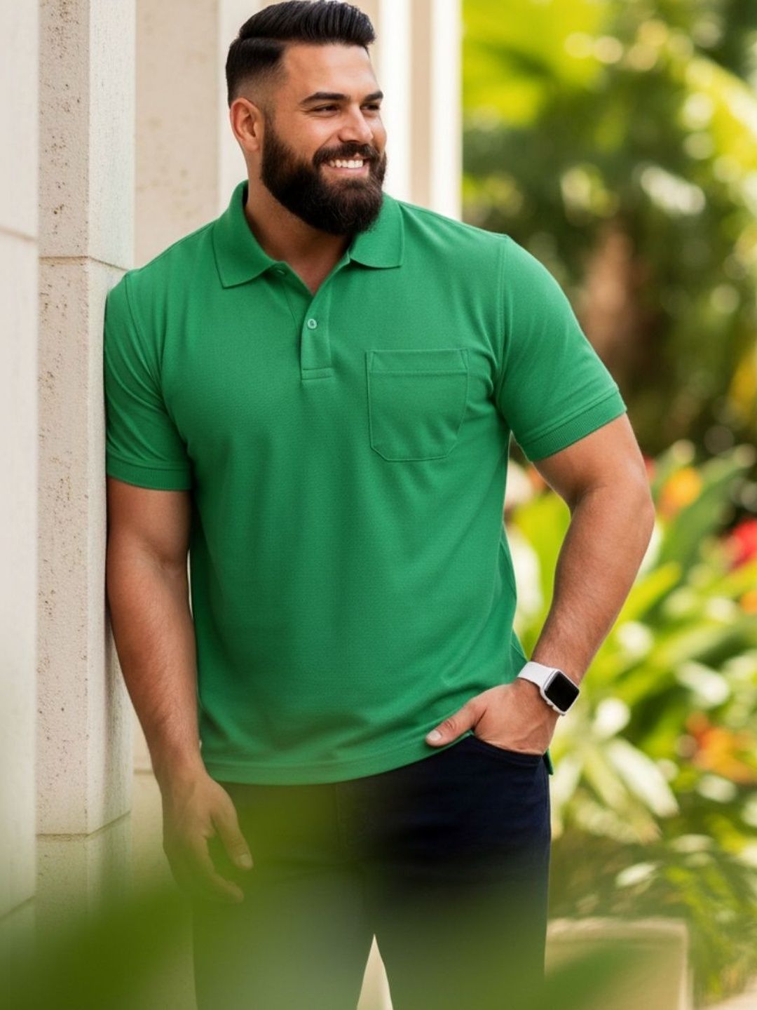 SAIKSA FASHION Men Polo Collar Pockets T-shirt